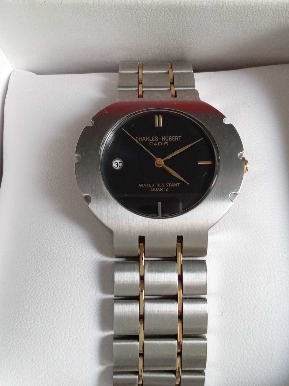 Men's Two-Tone Stainless Steel Watch - Black Dial‎